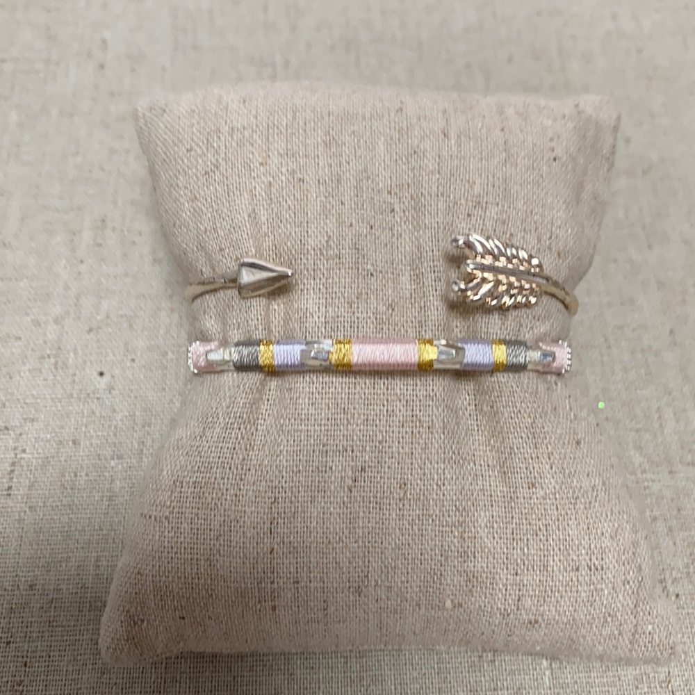 Stella & Dot delicate silver bracelet stack